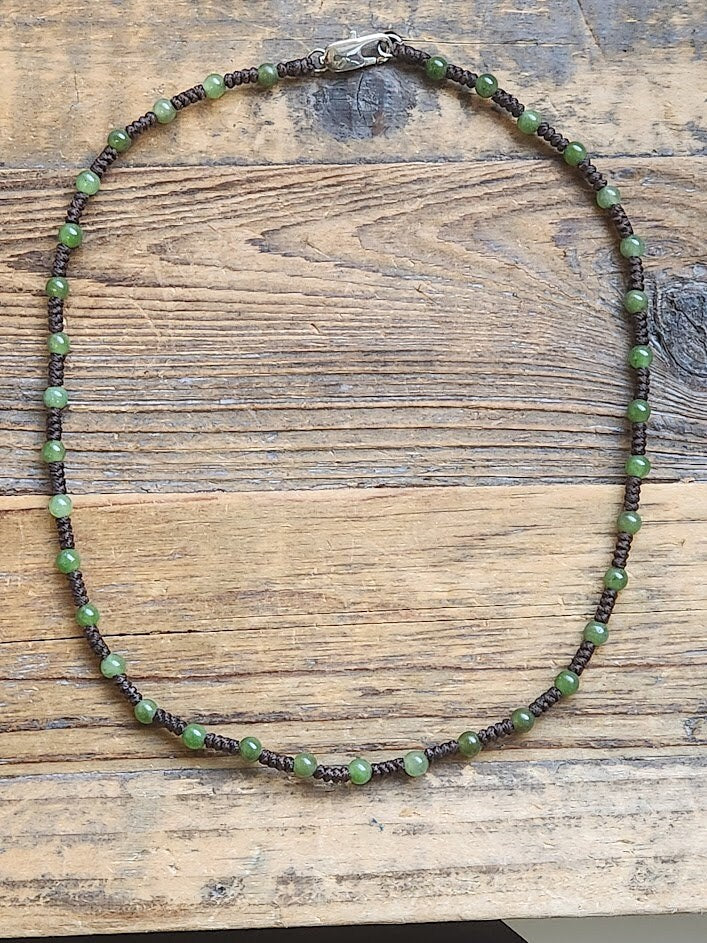 Jade Beaded Necklace 16" - Canadian Nephrite Jade