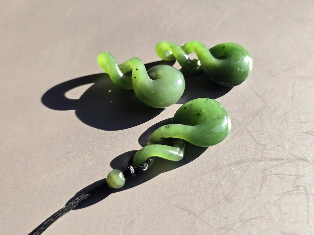 Green jade twist each one is unique on grey background