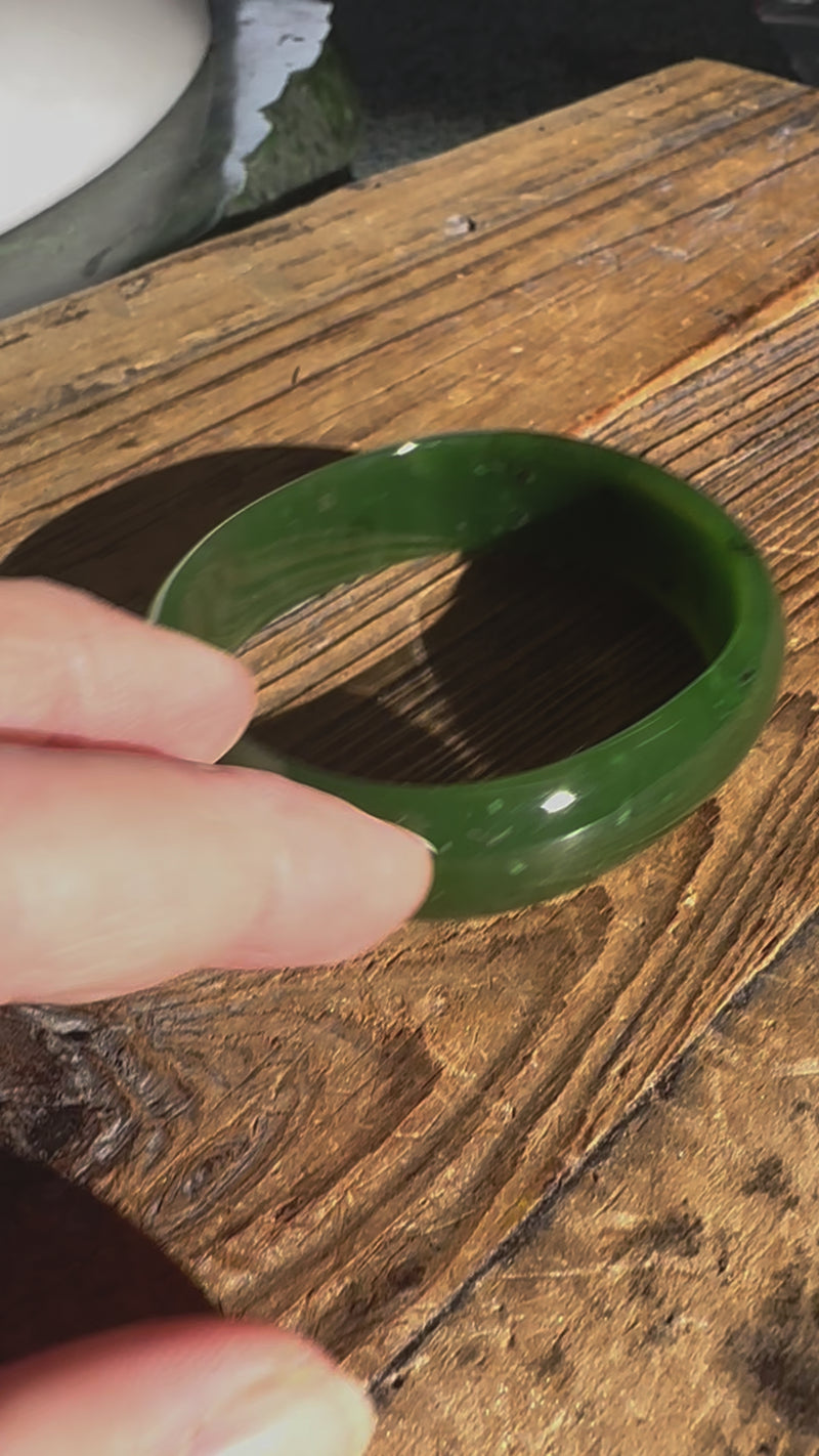 A+ Canadian Jade Oval Bangle, 59.5mm