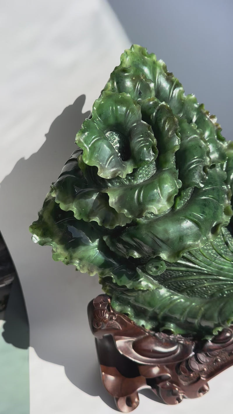 Large Canadian Jade Chinese Cabbage - One of a Kind - Hand Carved