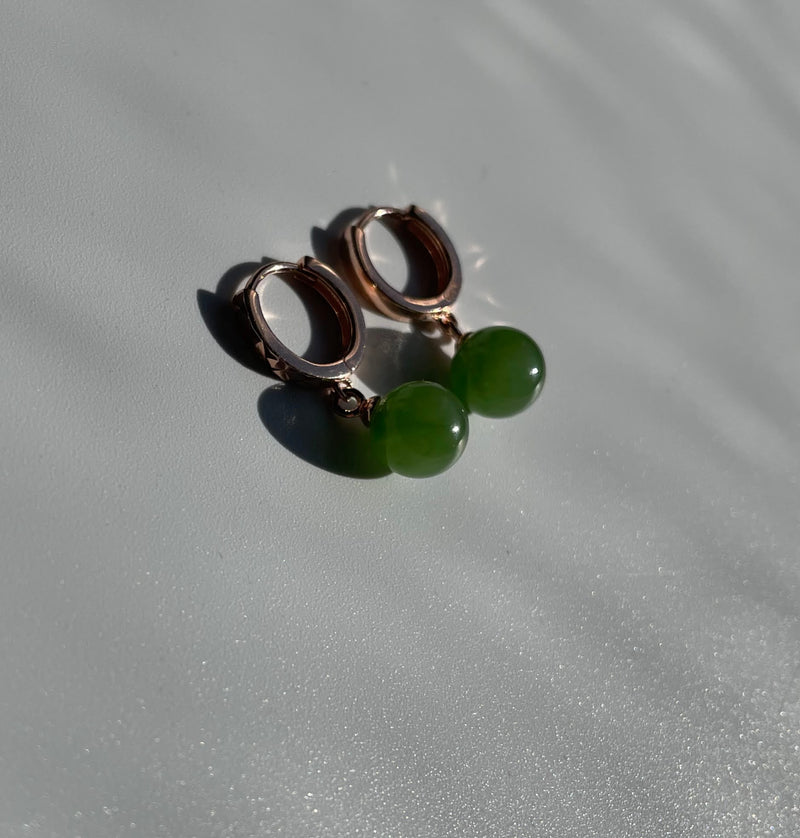 AA 8mm Jade Earrings, 