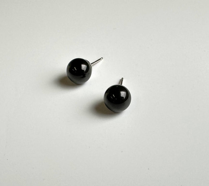 Earrings, 1716 Black Jade