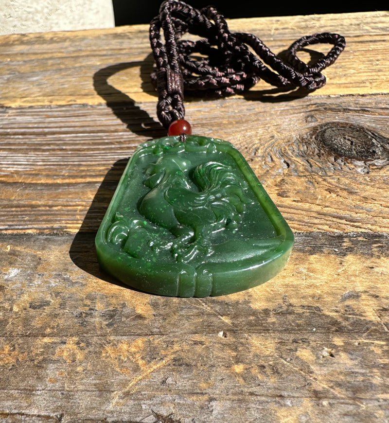 Canadian Jade Rooster Pendant - 50mm*
