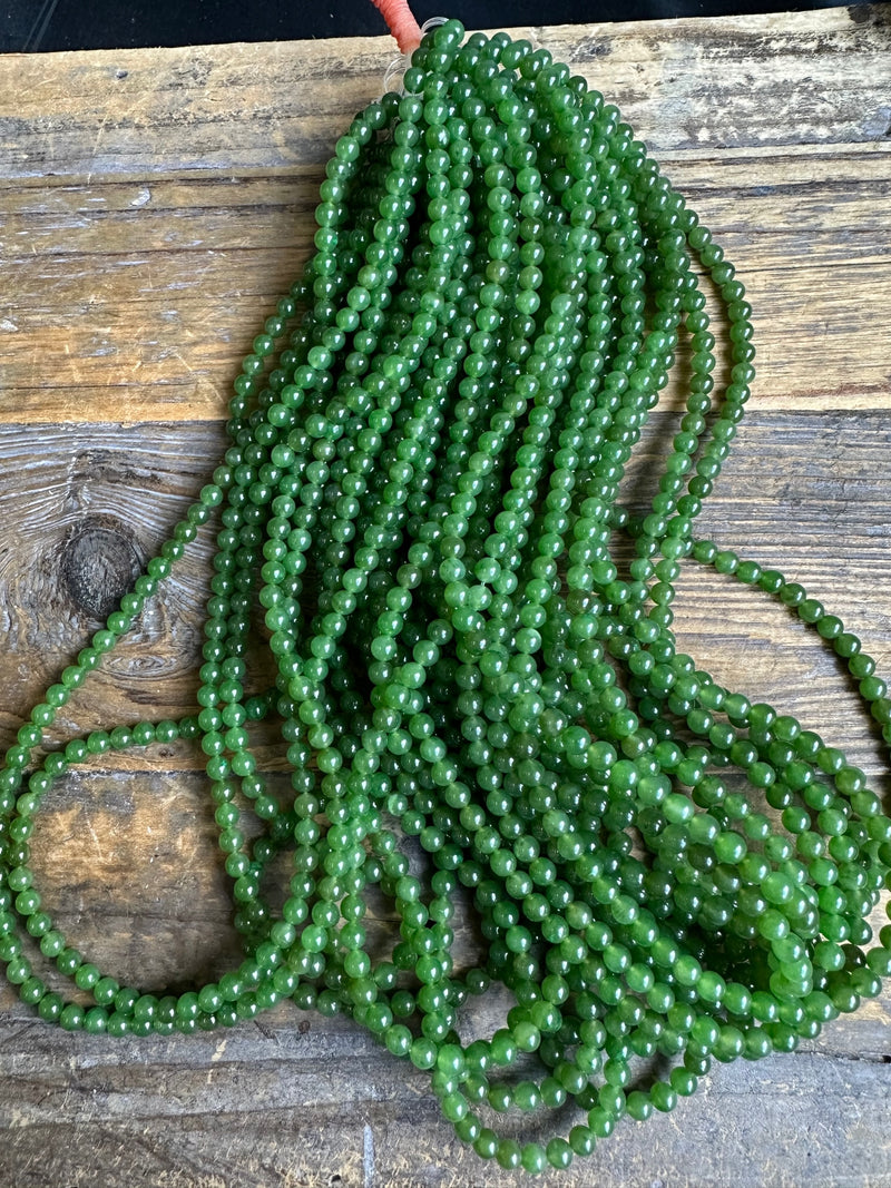 4mm Unstrung A Grade Nephrite Jade Beads, 16
