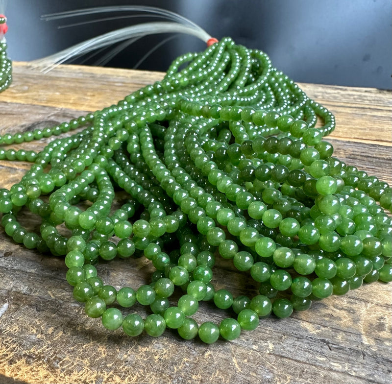 4mm Unstrung A Grade Nephrite Jade Beads, 16"
