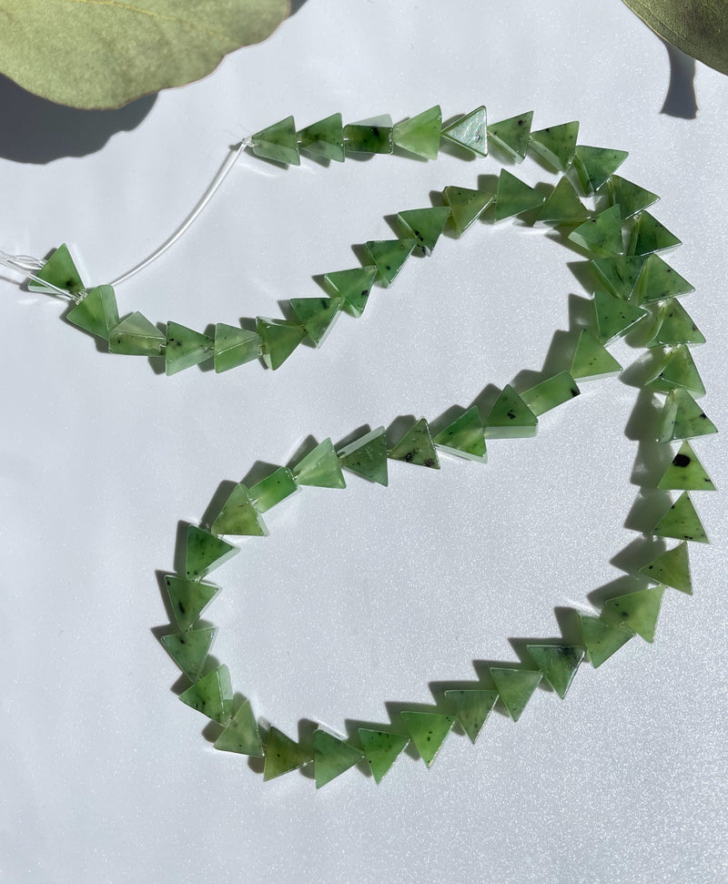 Nephrite Jade Triangle Beads - 15"