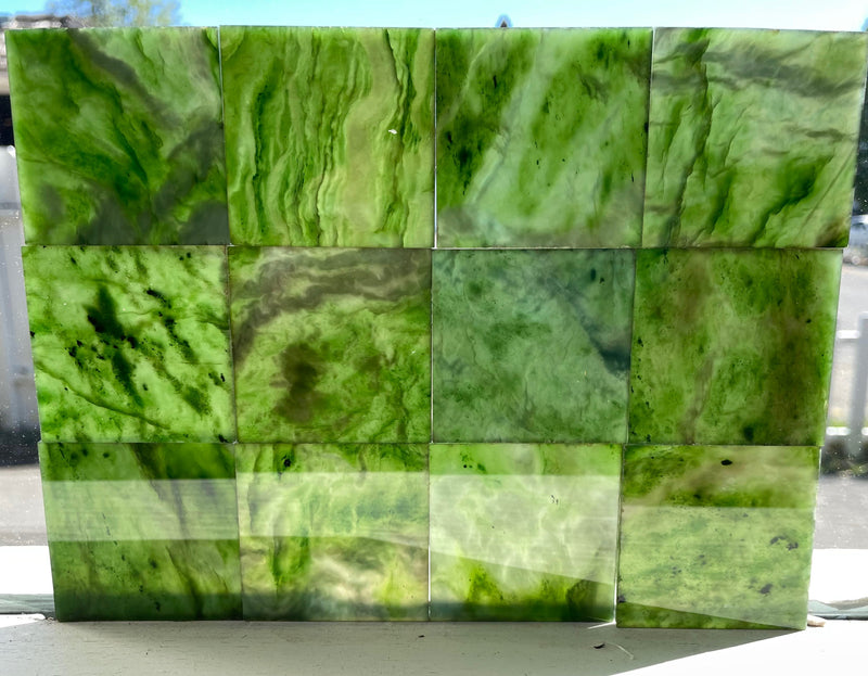 2" x 2" Canadian Jade Tiles (sold individually) Medium Green