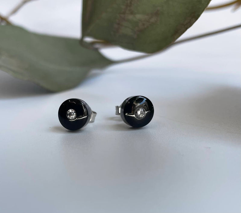 Australian Black Jade Earrings, 2417