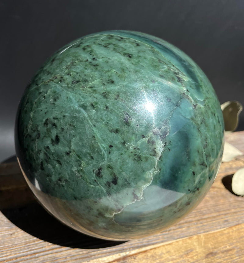 6" Jade Sphere Canadian River Jade, 13.4lbs