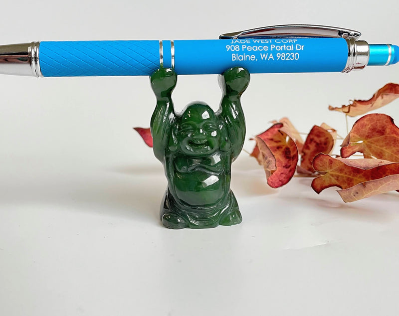 Jade Buddha Pen Holder, 2"