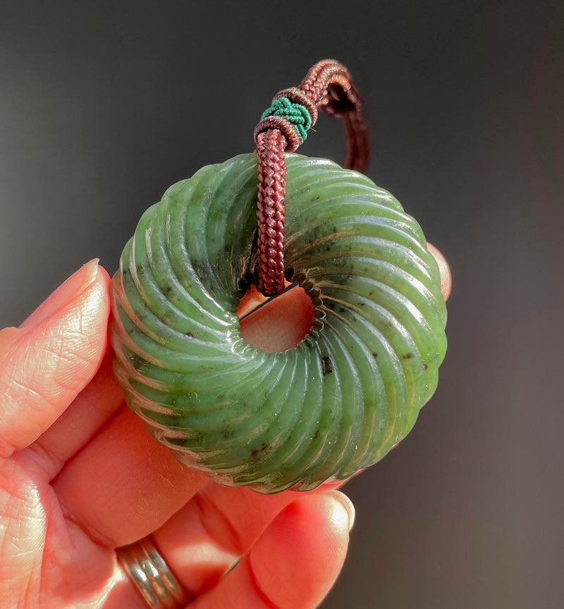 Jade Pendant, Round Twist 49mm