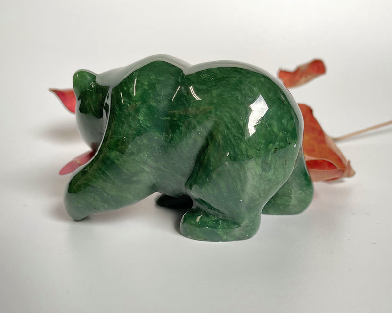 Jade Bear with Rhodonite Fish, Available in multiple sizes
