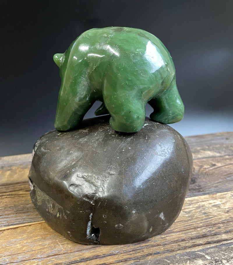 3.5" Jade Bear on Amethyst base