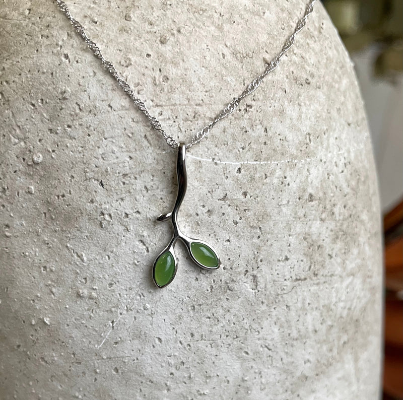 Silver Jade Pendant, Leaf