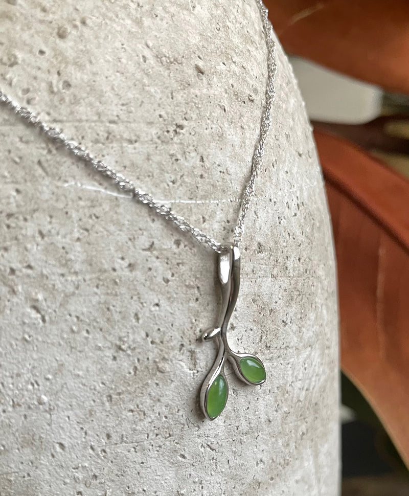 Silver Jade Pendant, Leaf