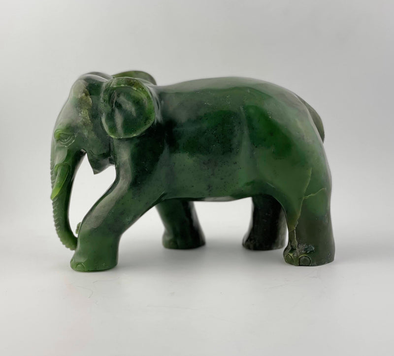Canadian Jade Elephant Carving, 6.75"