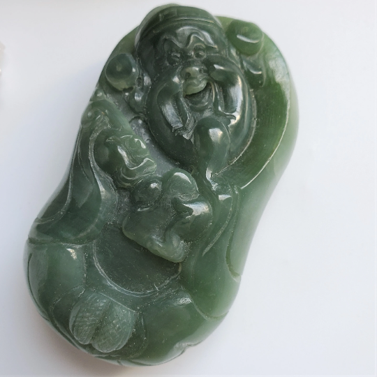 Light Green Siberian Jade Pocket Pendant, 3.25"