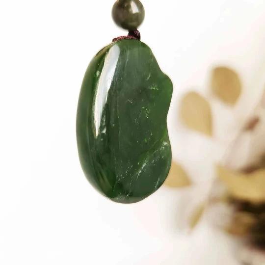 Canadian Nephrite Jade Guan Yin Pendant, 40mm*