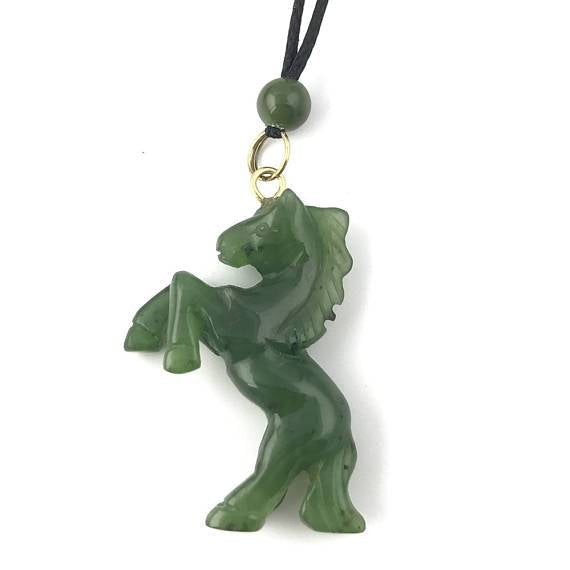 Green Jade Horse Pendant, white background