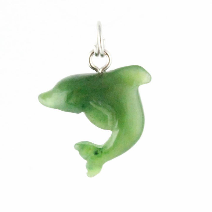 Sea green dolphin shaped charm pendant.