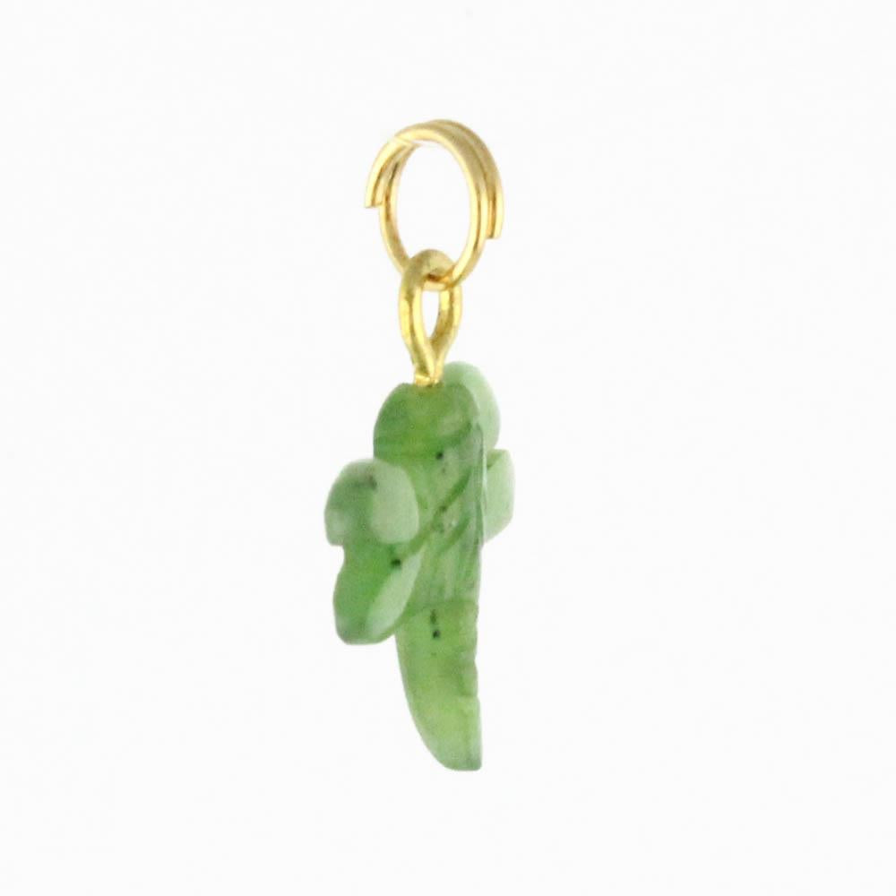 Green jade dragonfly charm with a gold loop