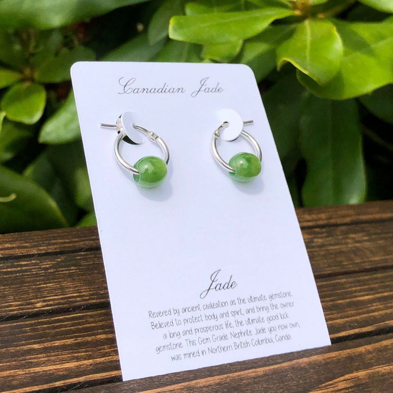 Jade Earrings on Sterling Silver Hoops