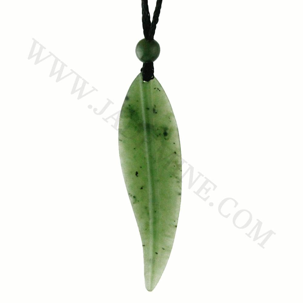 Canadian Jade Leaf Pendant on white background