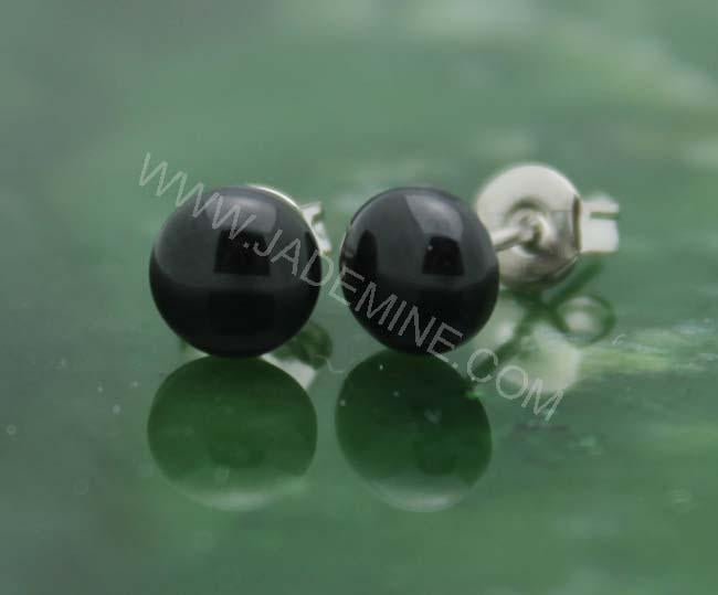 Earrings, Black Jade 0577