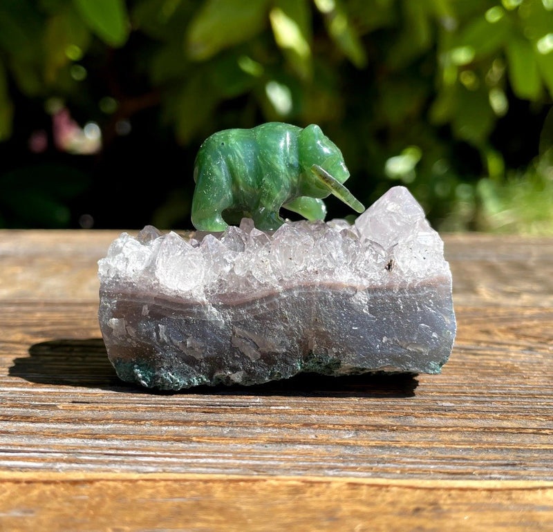 1" Jade Bear on Amethyst base