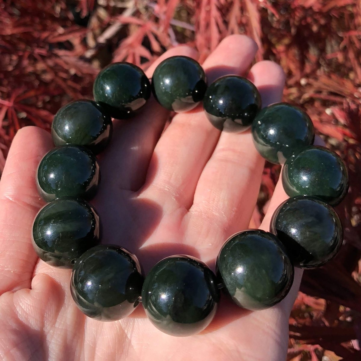 Jade Bead Bracelet, 18mm