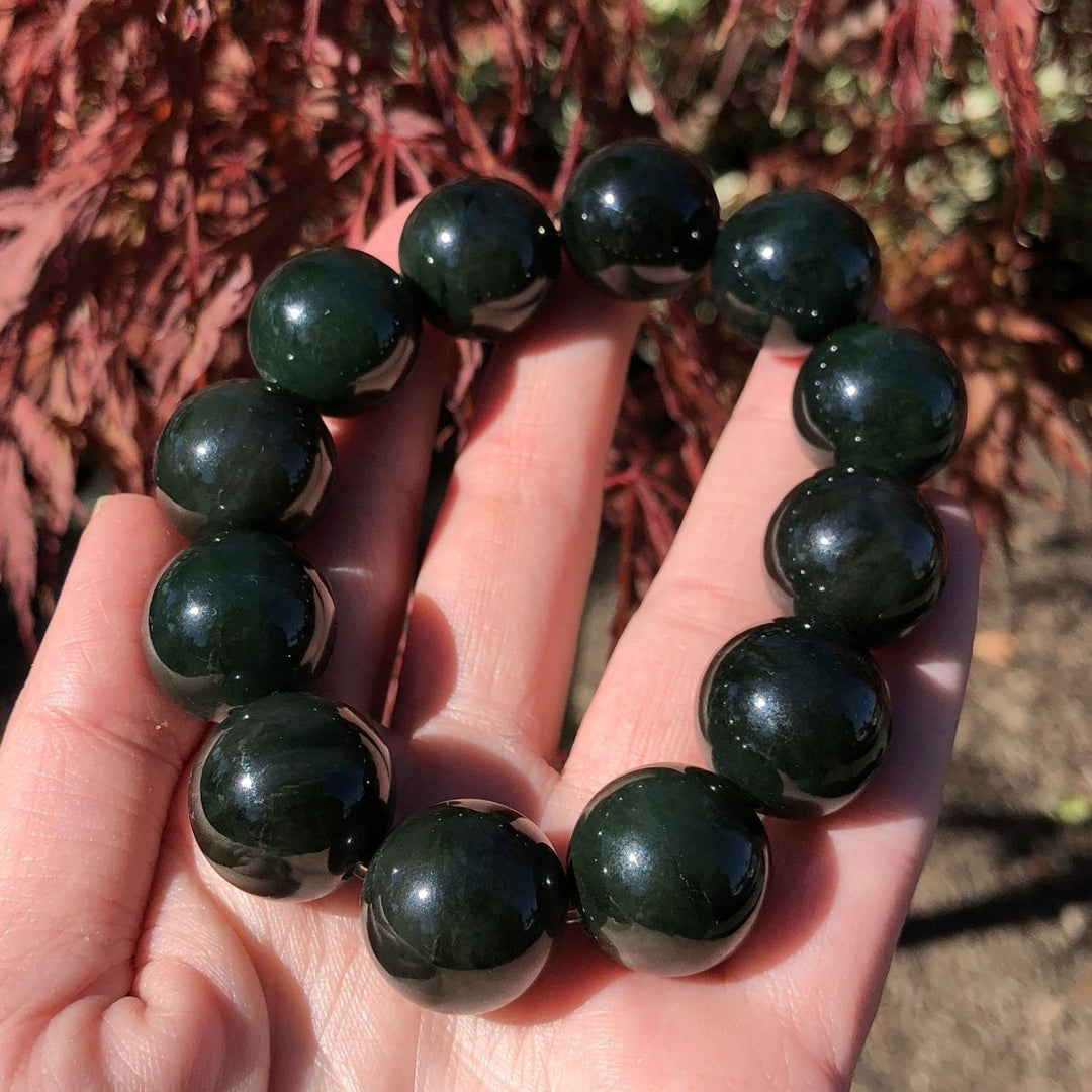 Jade Bead Bracelet, 18mm