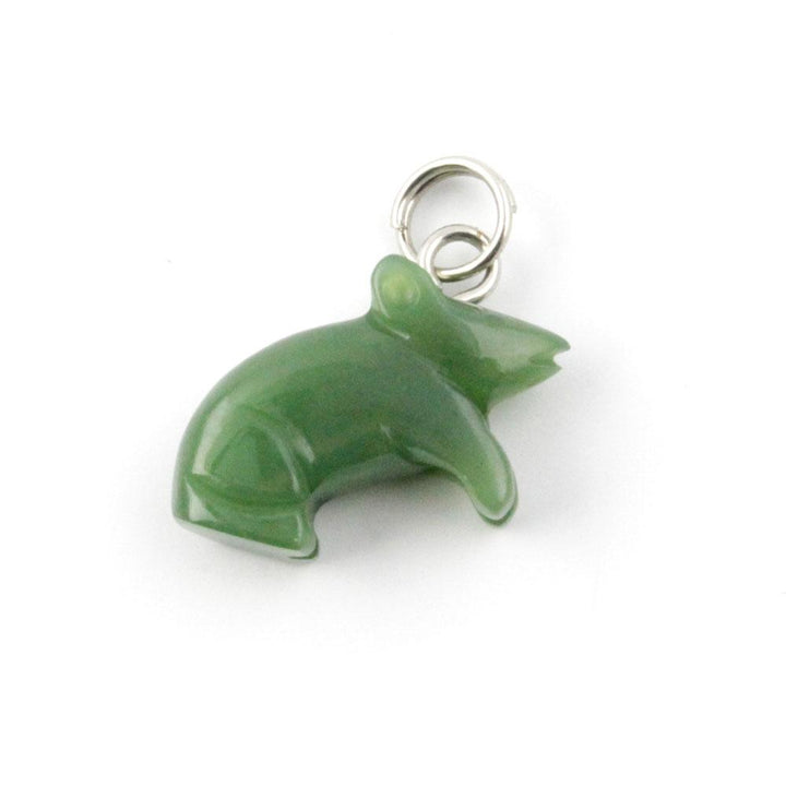 Green rat charm pendant with a silver loop