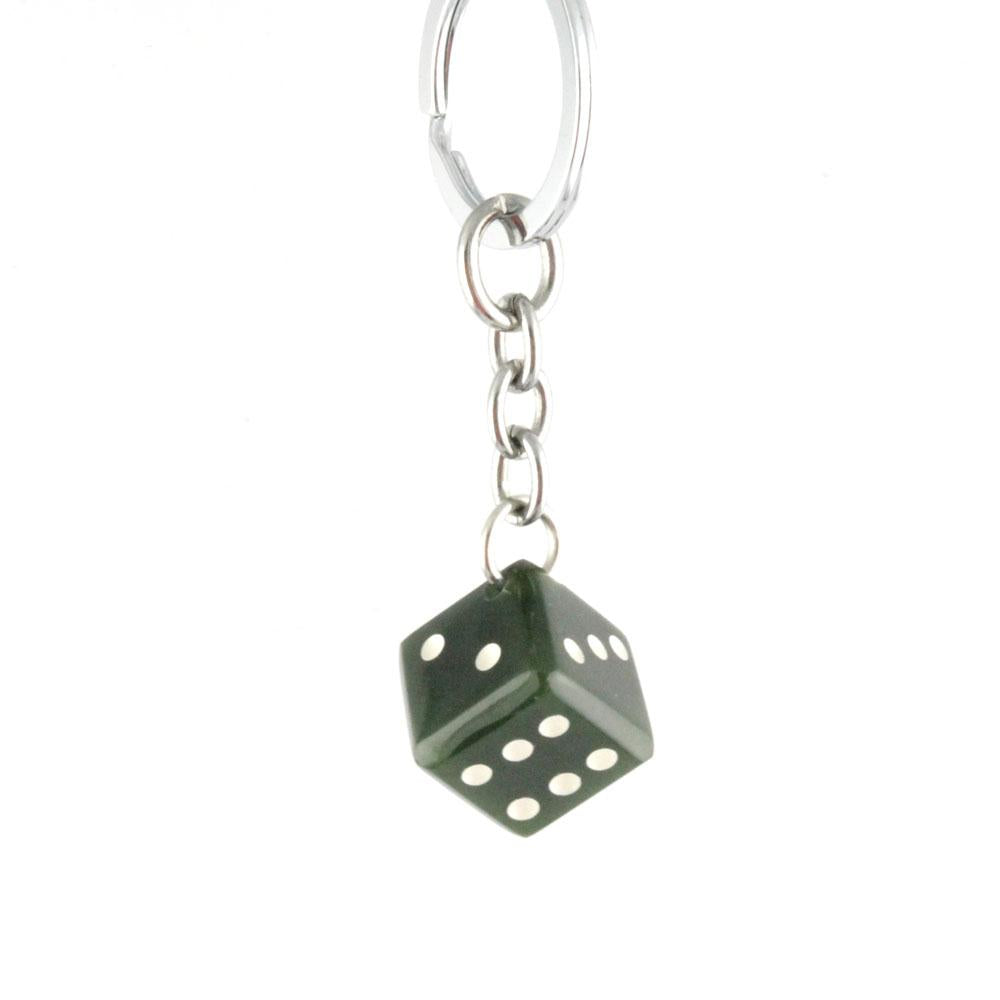 Jade Dice Keychain, white background