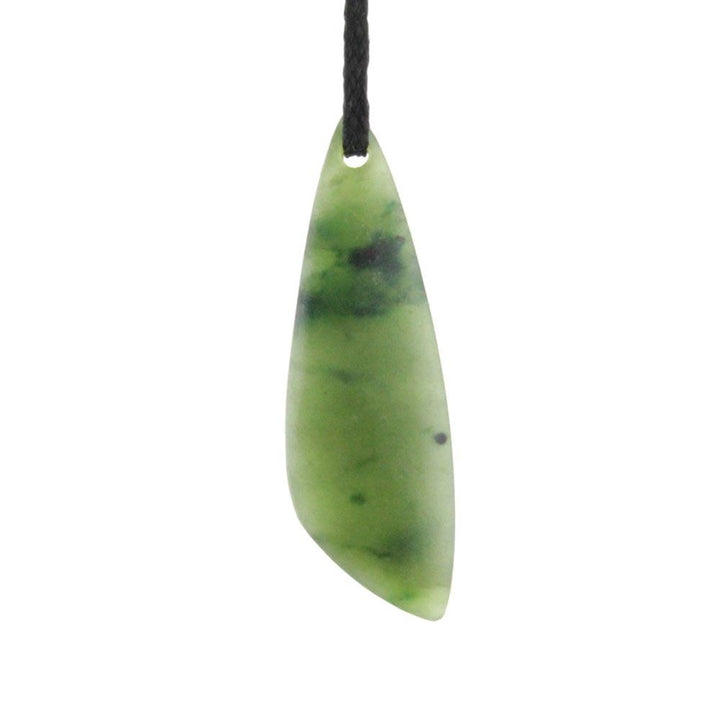 Green teardrop pendant with a top hole for the cord.