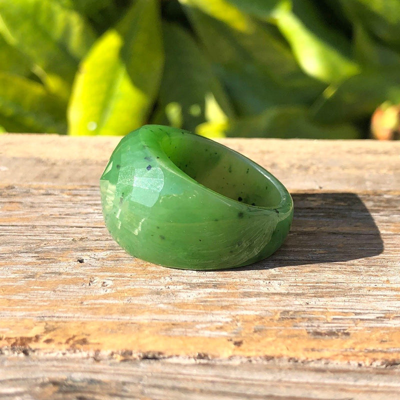 Canadian Jade Wide Faceted Ring