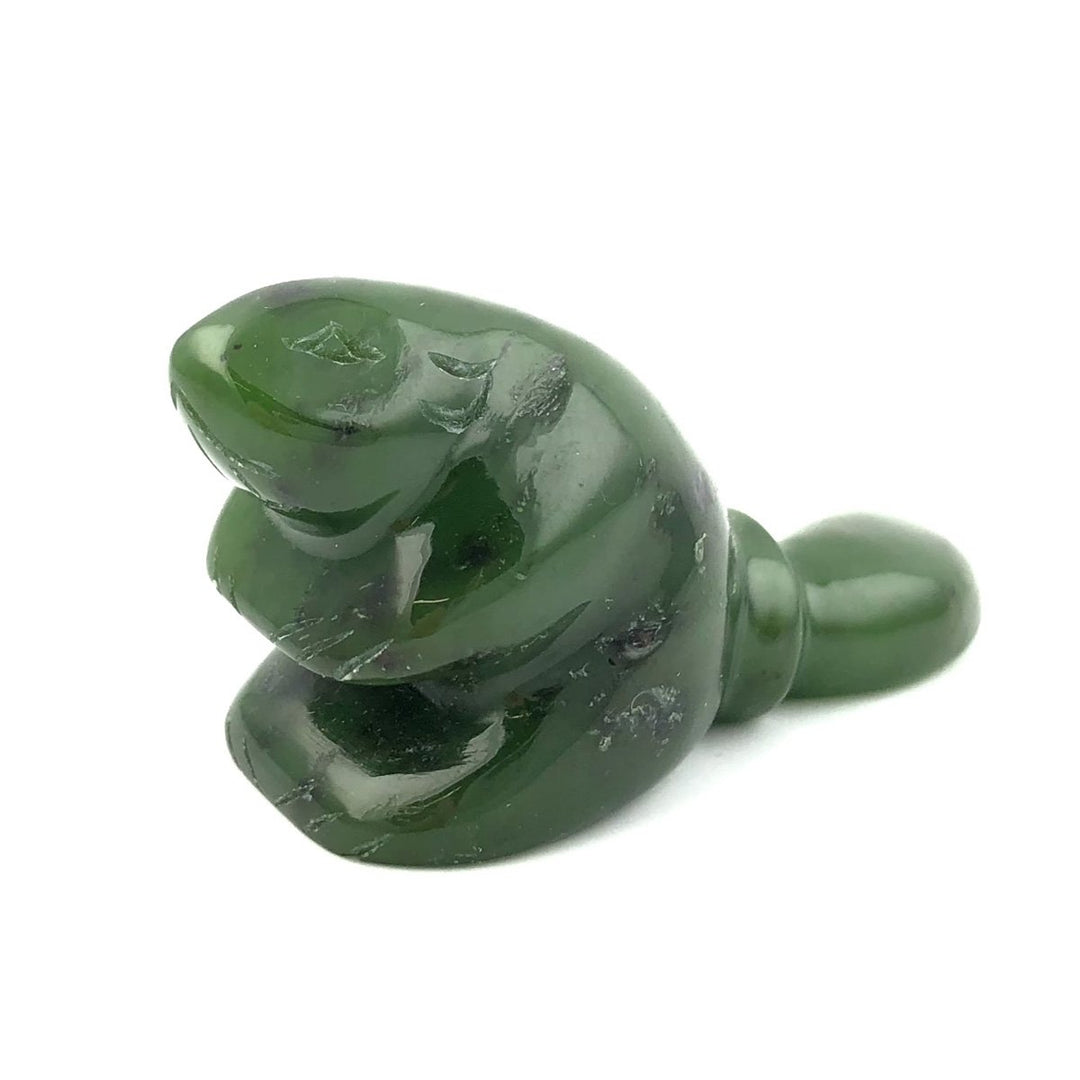 No.976 カップ、グリーン石 Canadian Nephrite Jade Beaver, 2