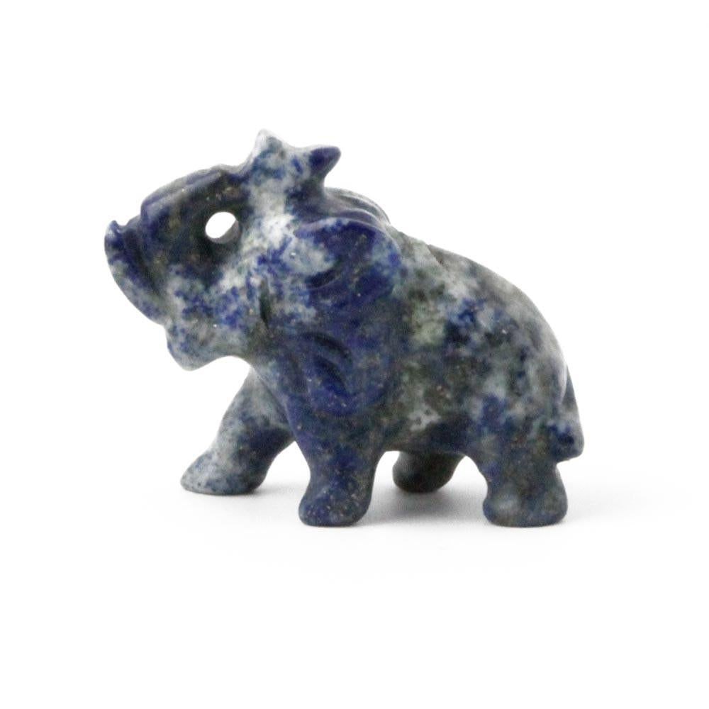 Blue lapis elephant on a white background