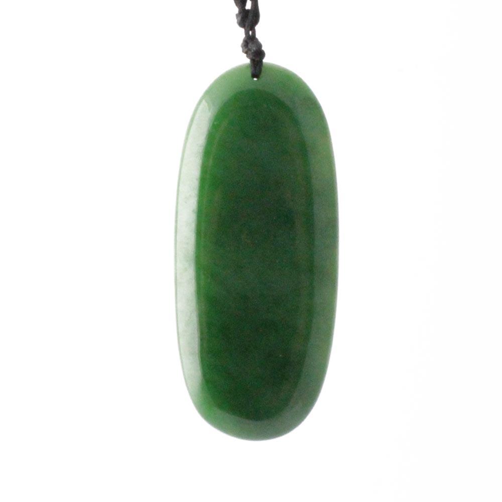AA Siberian Jade Buddha Pendant smooth green jade oval pendant with a black cord