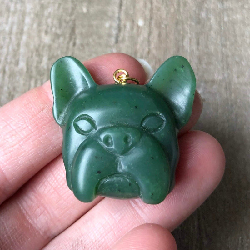 Jade French Bulldog Pendant, 30mm