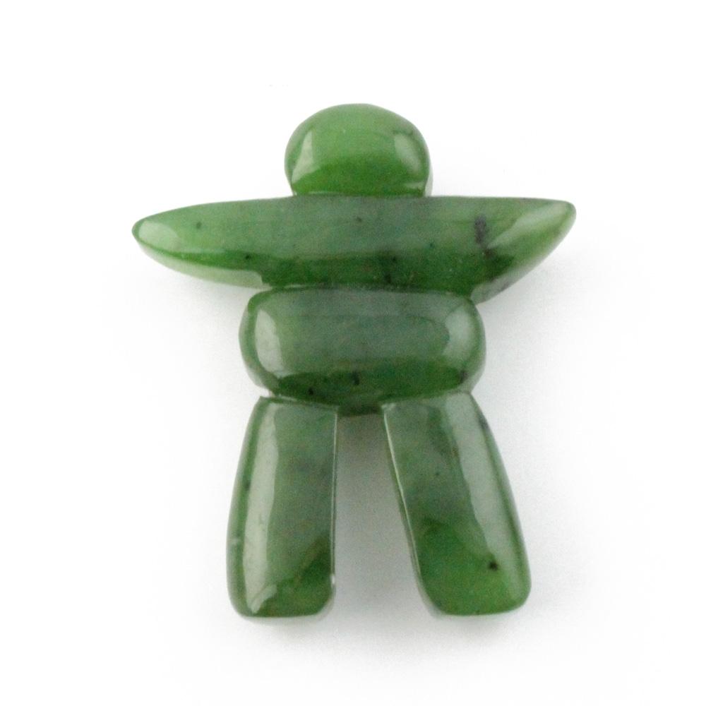 Green stone magnet shaped like an inukshuk.