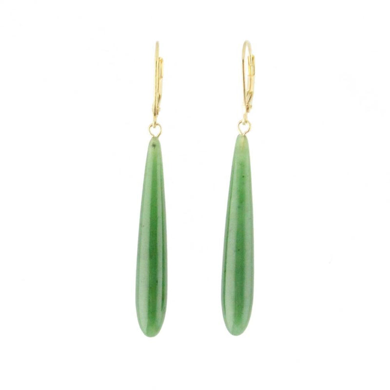 Long Drop Green Jade Earrings