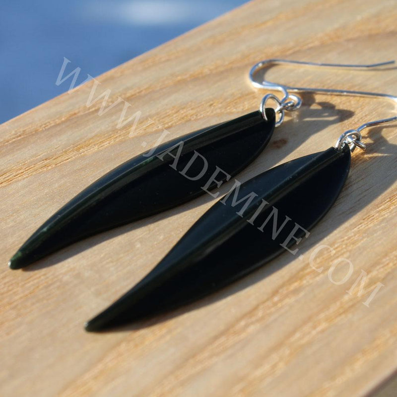 Black Jade Leaf Earrings