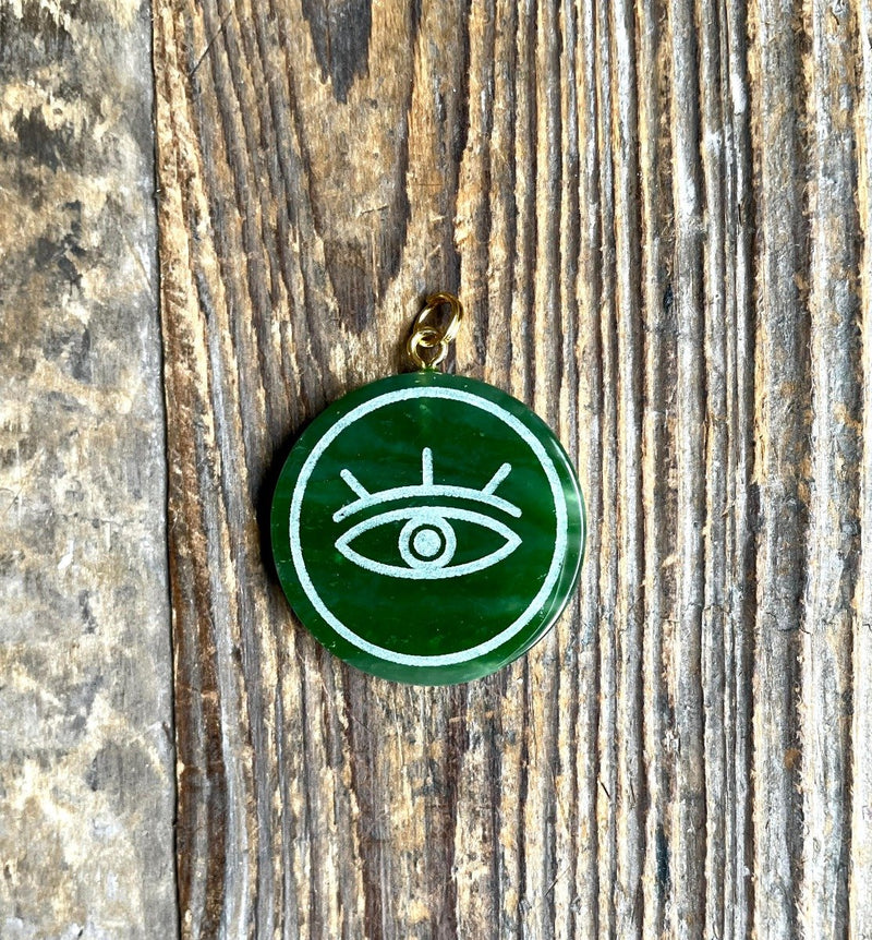 Canadian Jade Evil Eye Pendant, 25mm