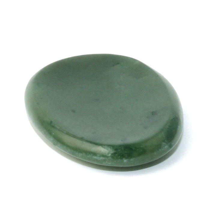 2 inch polished jade worry stone with smooth oval shape