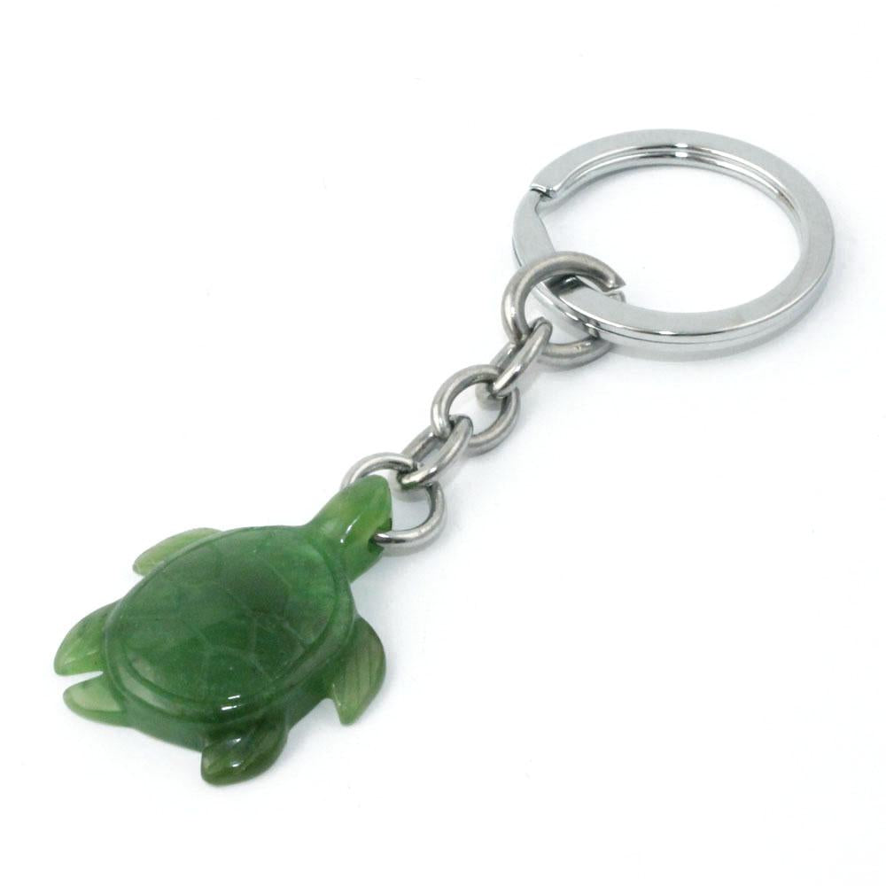 Jade Turtle Keychain on a white background