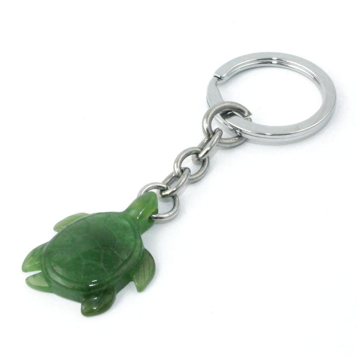 Jade Turtle Keychain on a white background