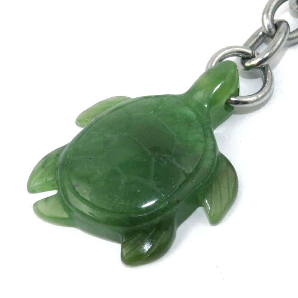green jade turtle keychain one white background